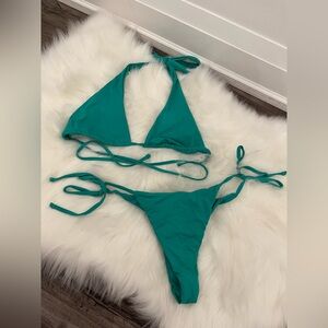 Garage | Teal Triangle String Bikini Set (S, XS)